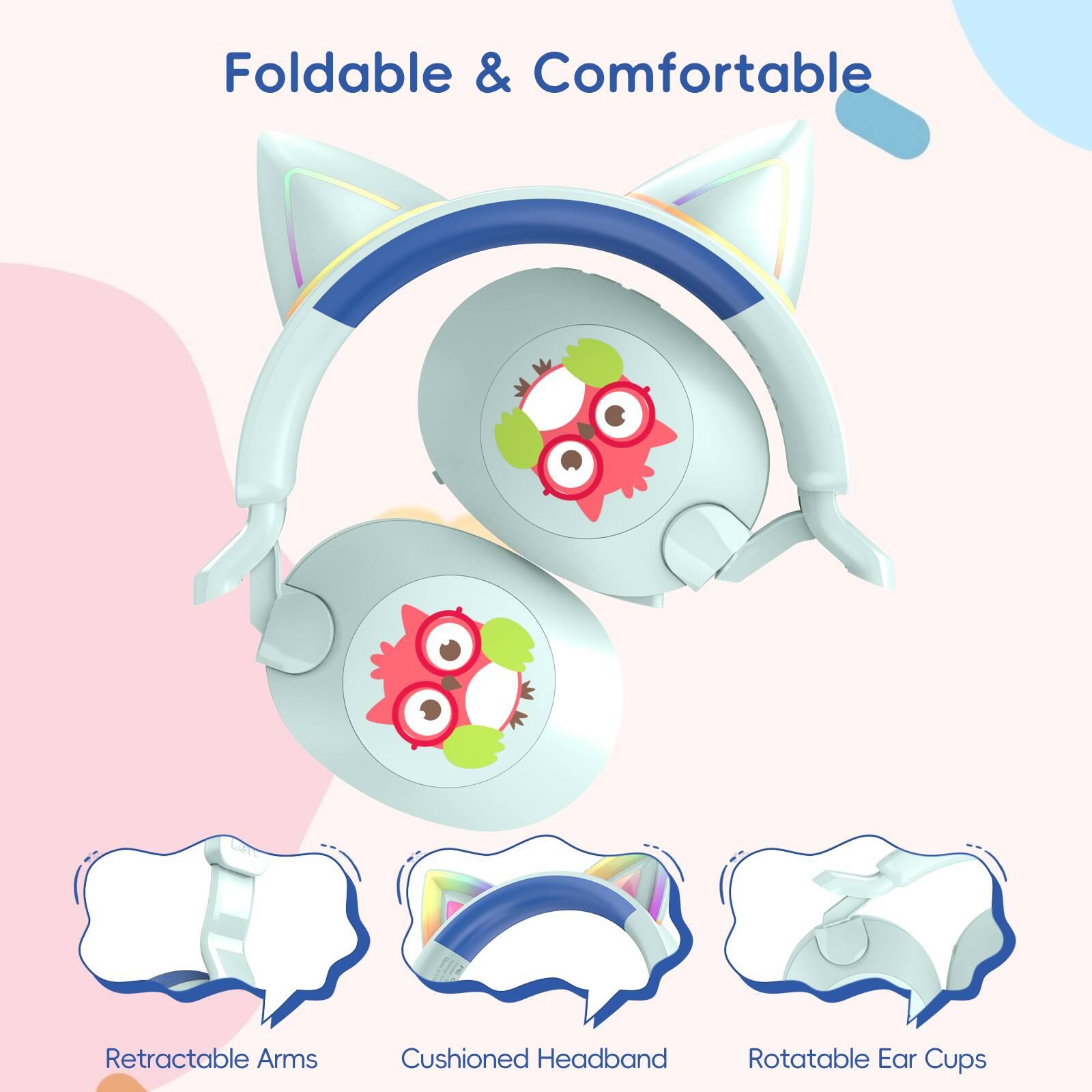 Foldable & Comfortable

Retractable Arms
Cushioned Headband
Rotatable Ear Cups