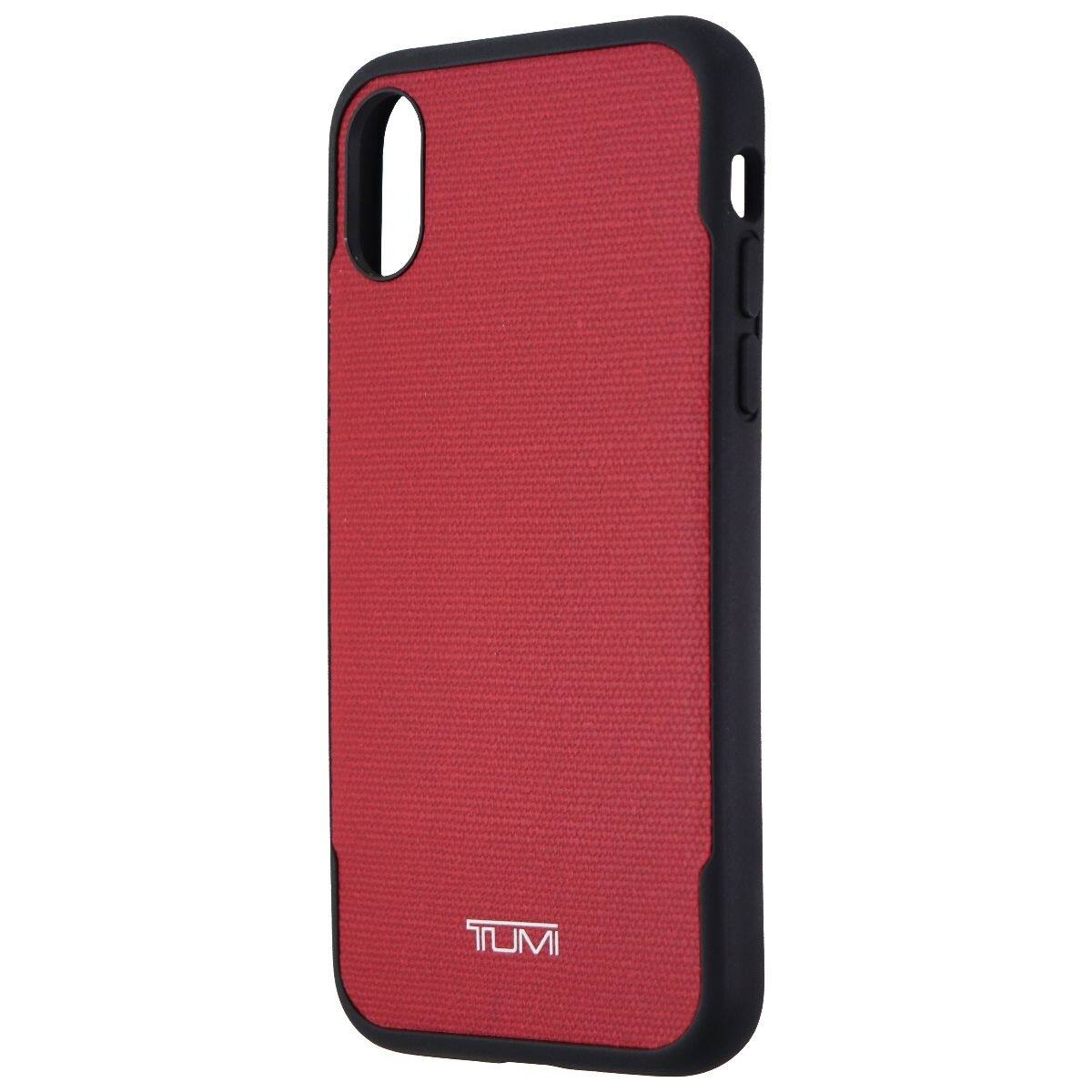 Front. TUMI - Tumi Canvas Co-Mold Series Hybrid Case for Apple iPhone Xs/X - Red Canvas/Black - Red.