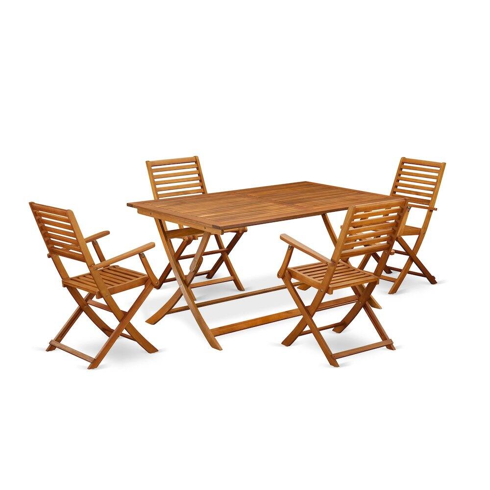 Alt View 1. East West Furniture - East West Furniture 5 Piece Excellent Folding Table Set- Great for The Shore, Camping, Picnics - Beautiful Wood Patio - Multi-Color.