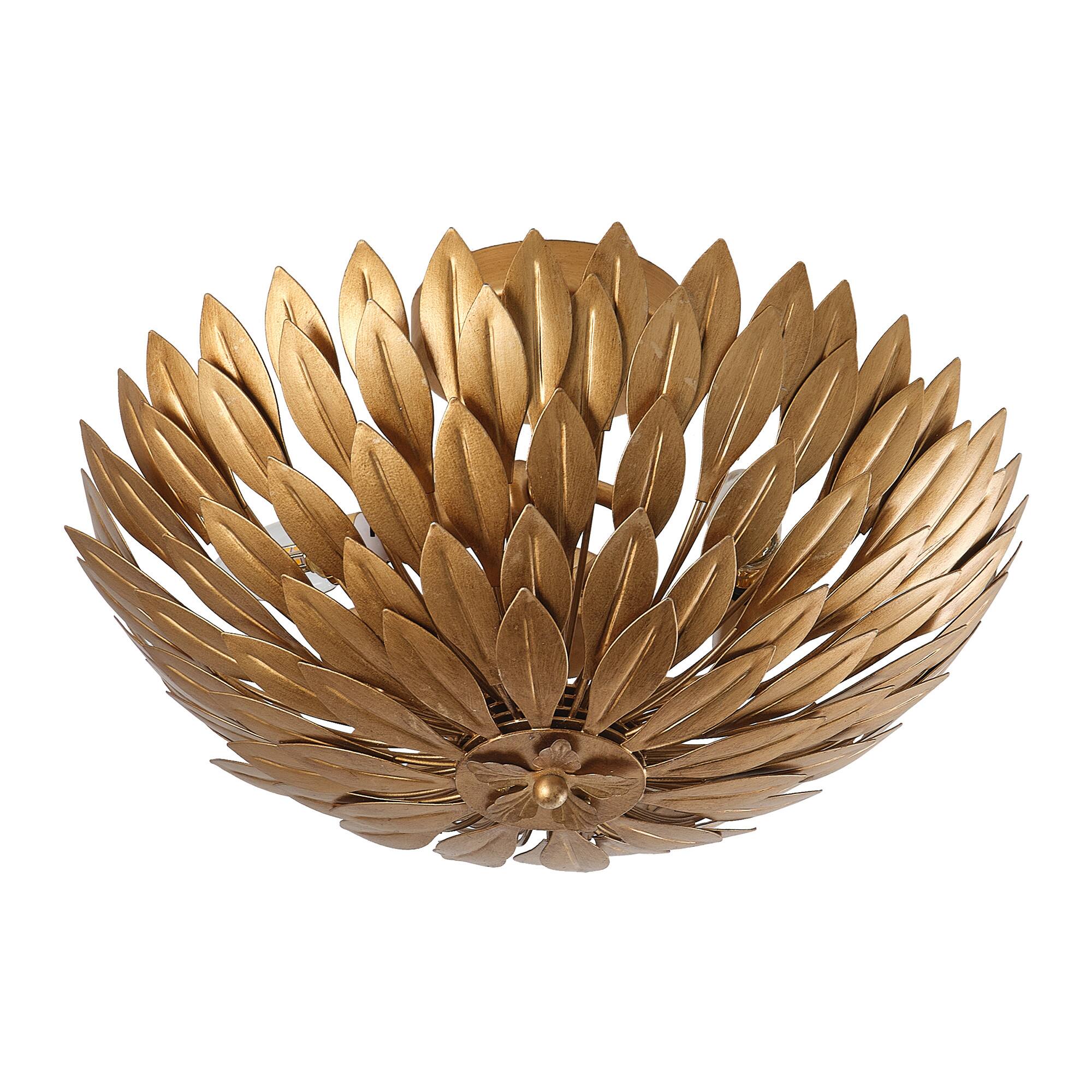 Alt View 4. Parrot Uncle - 16 Inch 3-Light Farmhouse Golden Semi-Flush Mount Ceiling Lighting - Gold.