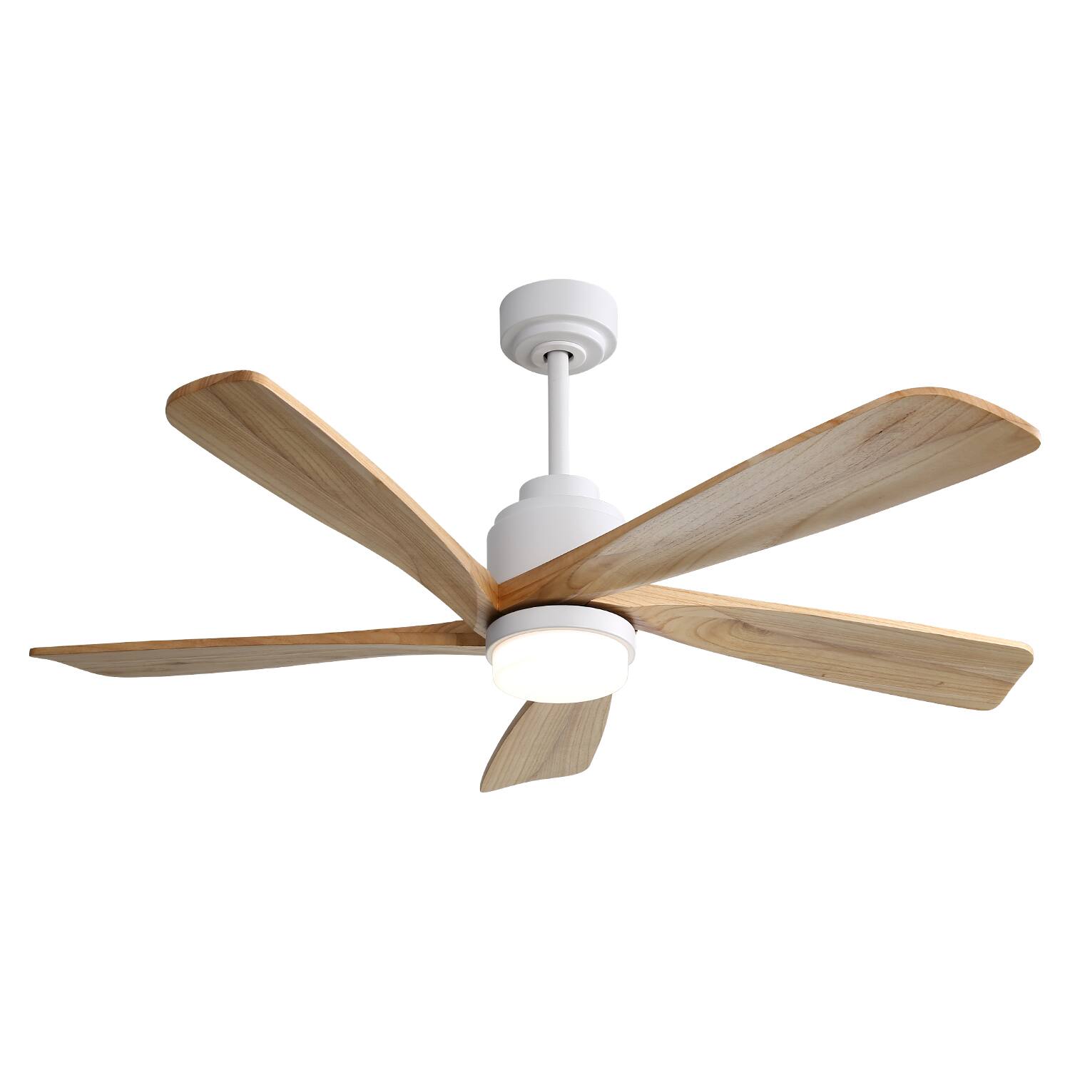 Angle. APRILSOUL - 52 Inch Smart Wood Ceiling Fan Remote LED 6 Speed DC Motor - White.