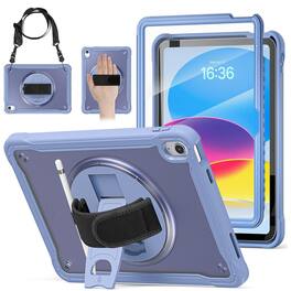 UUCOVER - Built-in Screen Protector Case for iPad A16 2025 /iPad 10th Gen 2022 ,Shockproof TPU+PC Case Stand Cover+Shoulder Strap - Gray