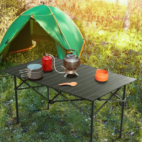 Alt View 8. Winado - 47in Portable Folding Camping Table, Ultralight Collapsible Table for Outdoor Travel Hiking Table Backyard BBQ Party - Black.