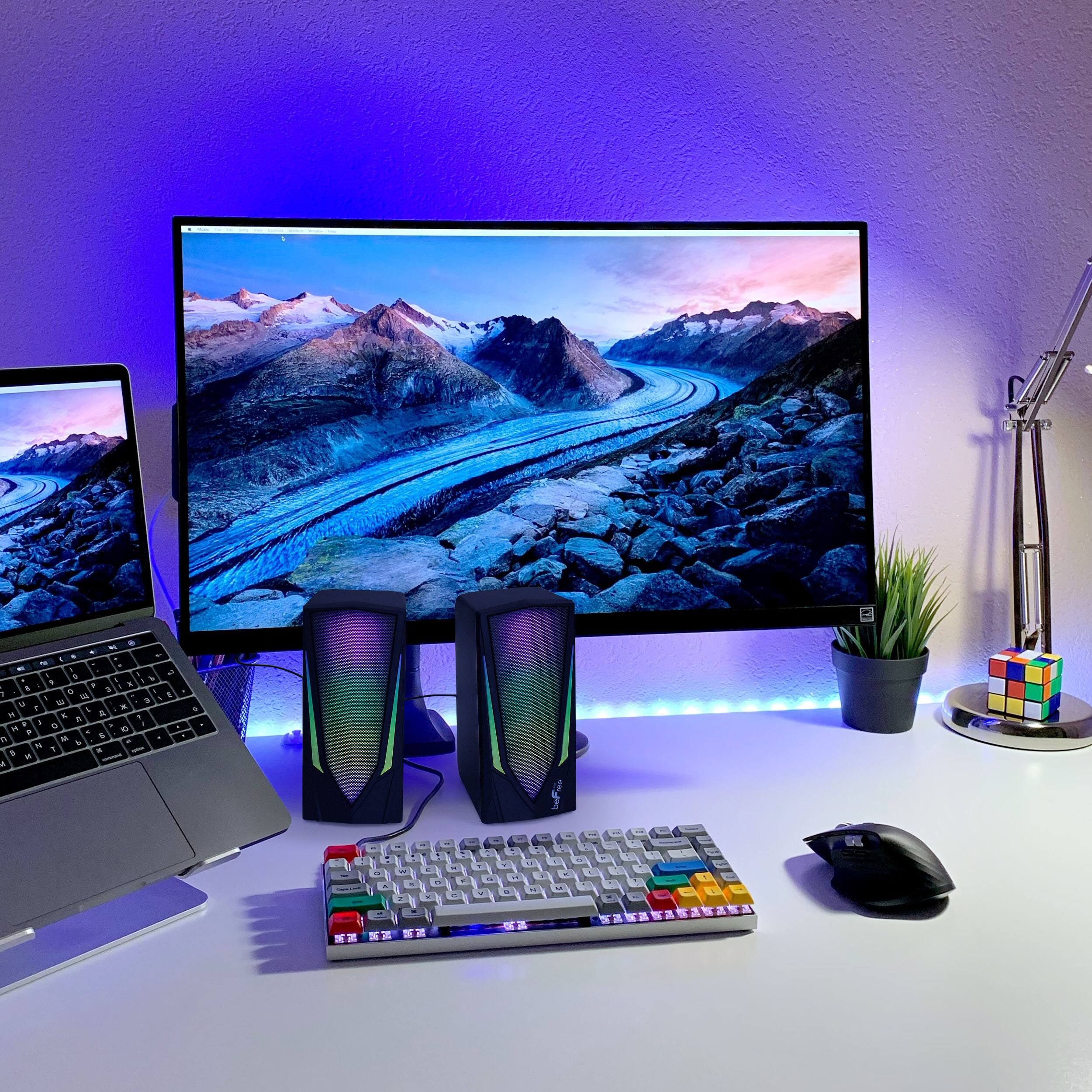 Alt View 4. beFree Sound - beFree Sound 2.0 Computer Gaming Speakers with LED RGB Lights - Black.