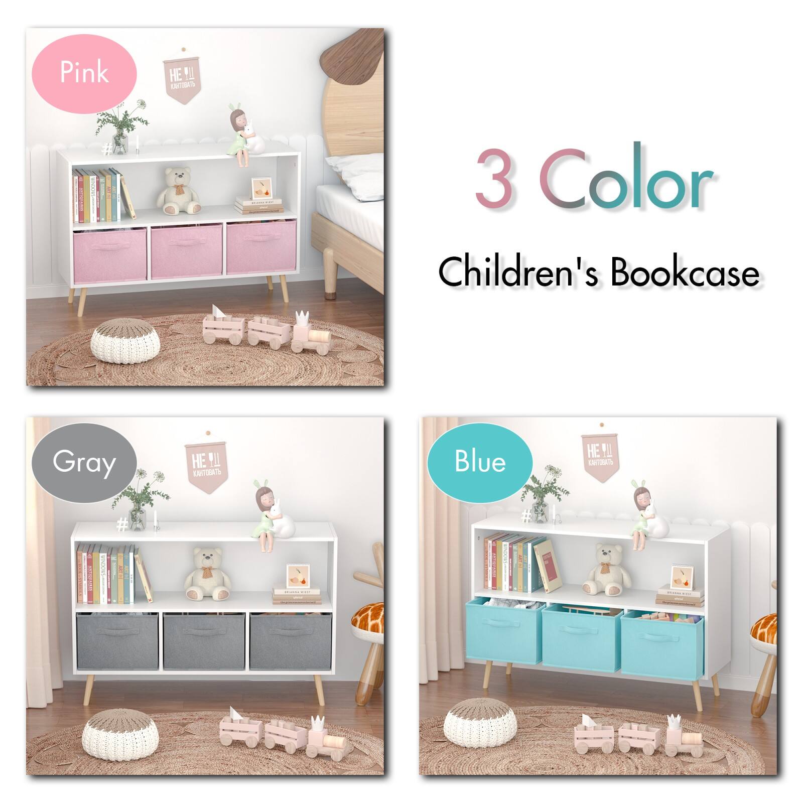 Pink  
3 Color  
Children's Bookcase  
Gray  
Blue