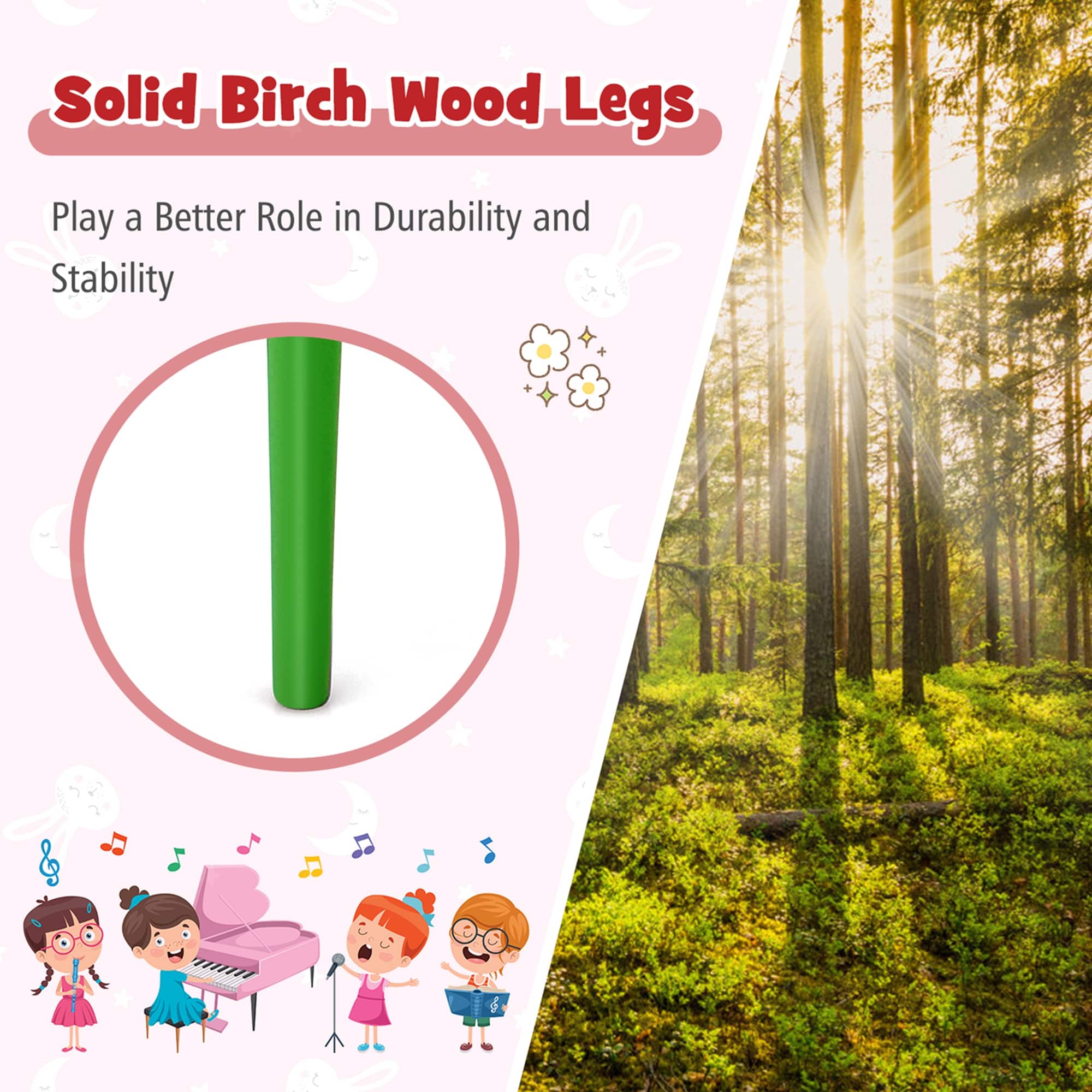 Solid Birch Wood Legs Play a Better Role in Durability and Stability.