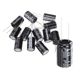 Unique Bargains - 1000uF 63V 16x25mm Electrolytic Capacitor, 105C High Temp Radial Leads, for TVs/LCDs/VCD, 12pcs - Black