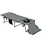 Front. Outsunny - Folding Chaise Lounge with 5-level Reclining Back, Tanning Chair with Face Hole, Outdoor Lounge Chair - Gray.