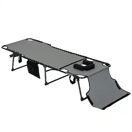 Front. Outsunny - Folding Chaise Lounge with 5-level Reclining Back, Tanning Chair with Face Hole, Outdoor Lounge Chair - Gray.