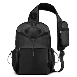 Unique Bargains - Sling Bag Crossbody Backpack for Men Women with Waterproof USB & USB-C Port Bottle Holder Daypack for Travel & Commute - Black