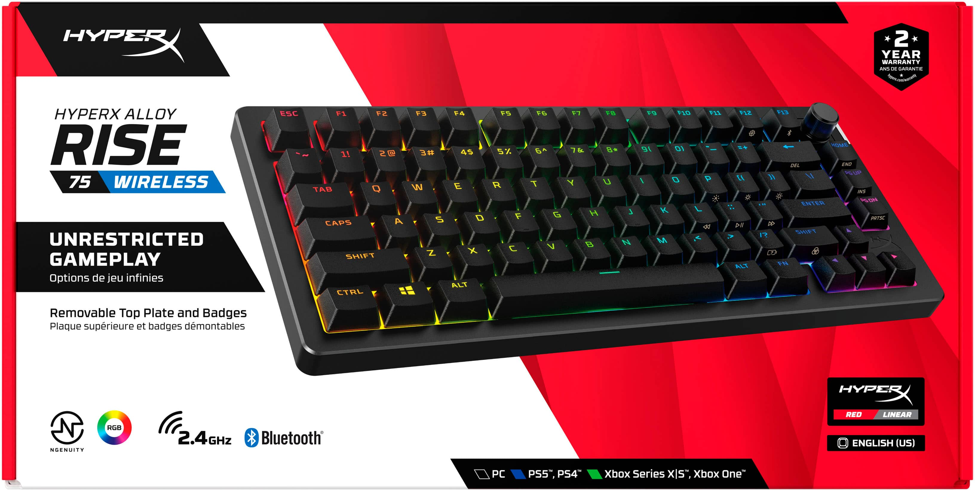 HyperX Alloy Rise 75 Wireless Mechanical Gaming Keyboard with RGB ...