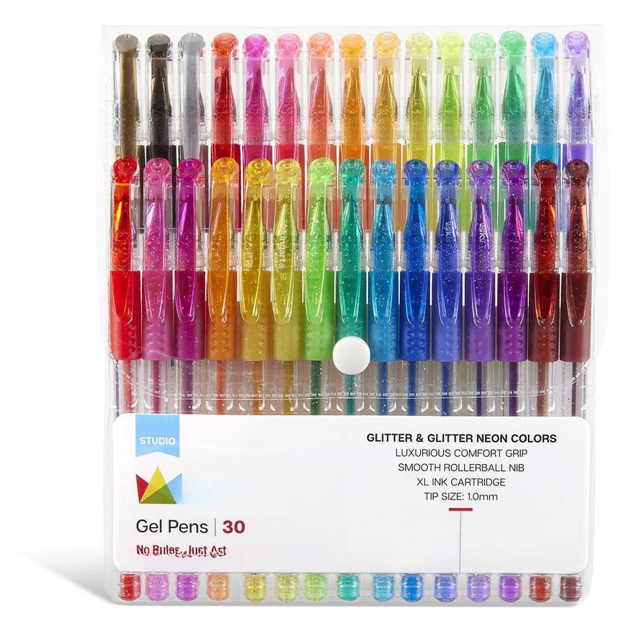 Paradigms Interiors Glitter Rollerball Gel Pens 30 Sparkling With Soft ...