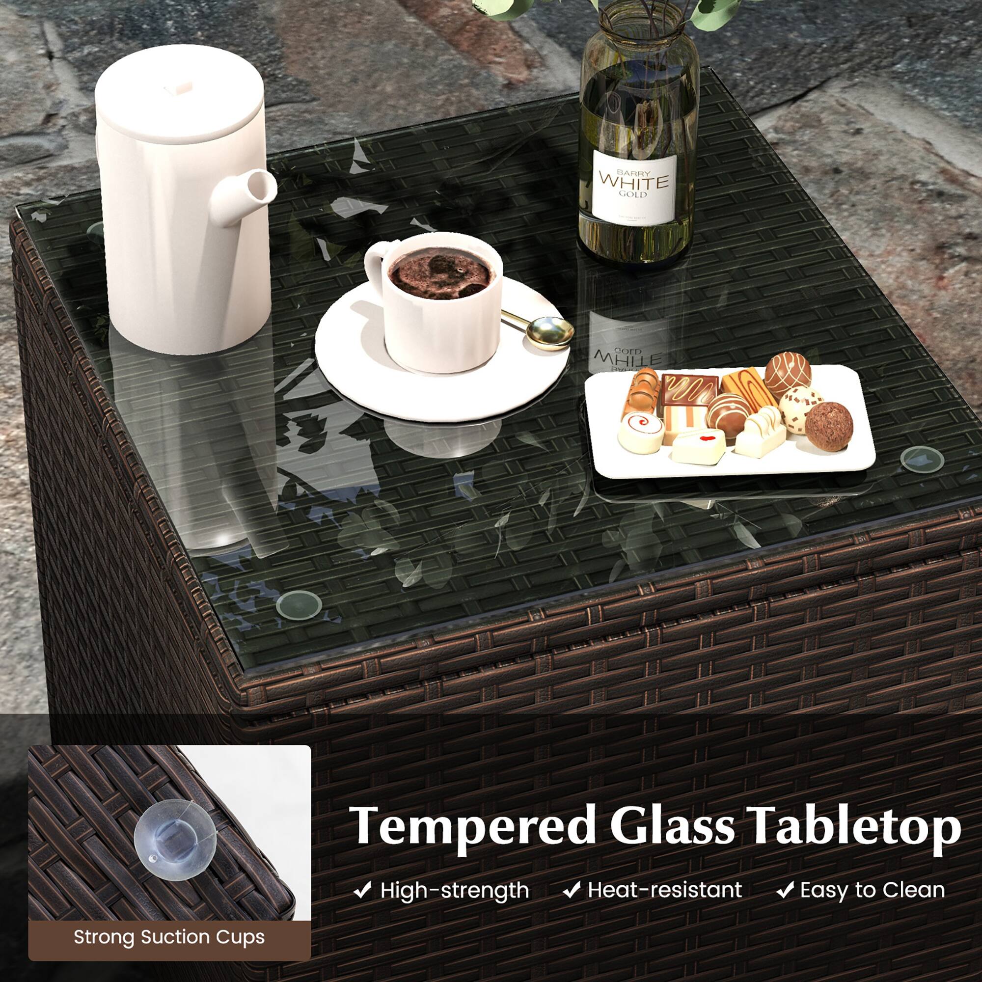 Tempered Glass Tabletop High-strength Heat-resistant Easy to Clean Strong Suction Cups