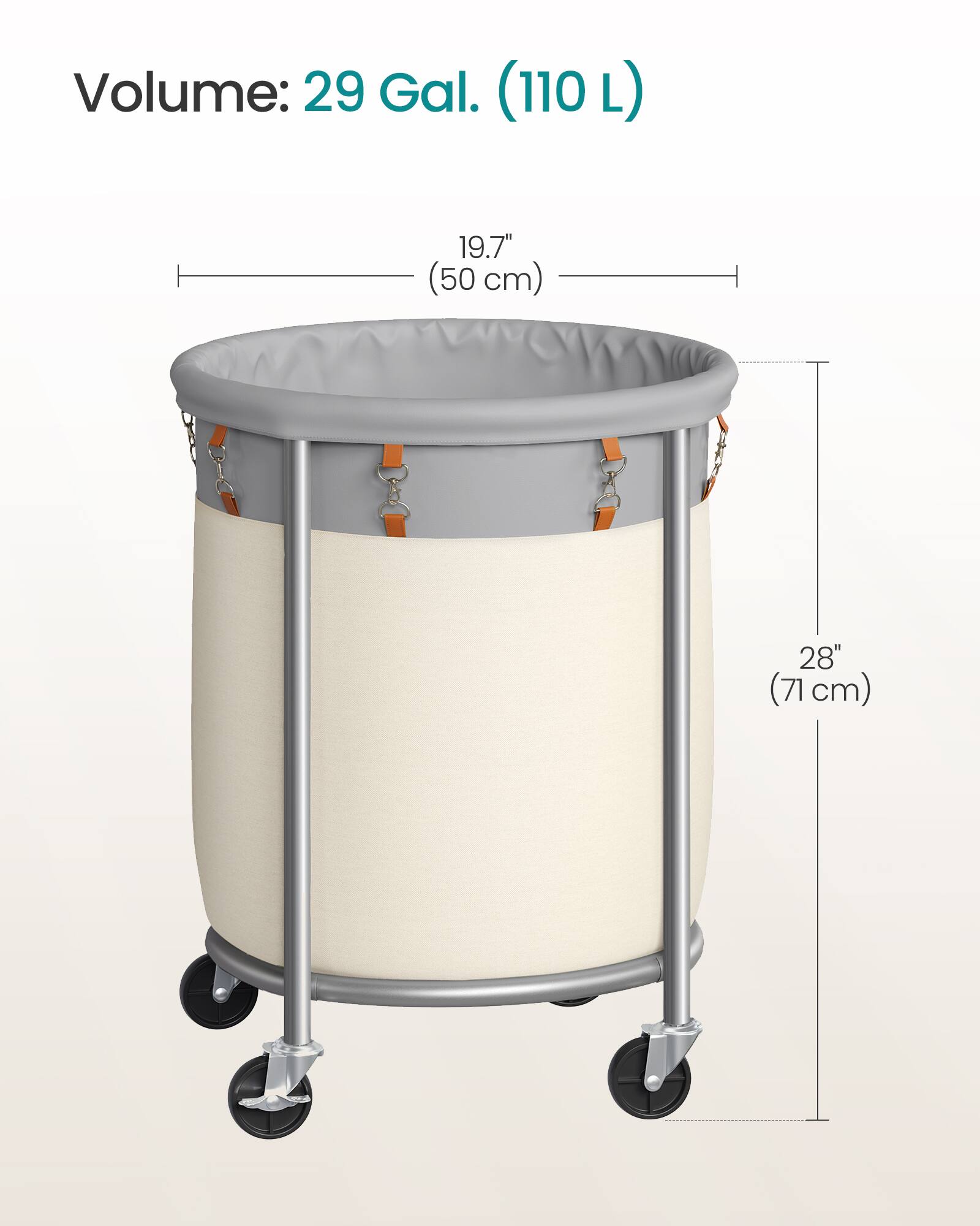 Volume: 29 Gal. (110 L)

19.7" (50 cm)

28" (71 cm)