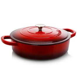 Crock-Pot - Crock Pot Artisan Enameled Cast Iron 5 Quart Round Braiser Pan with Self Basting Lid - Scarlet Red