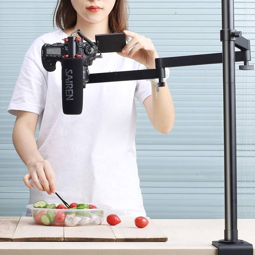 Angle. PARKER SLATER - Camera desk mount with flexible arm, 360° ball head, for DSLR, webcam, ring light, or panel light..