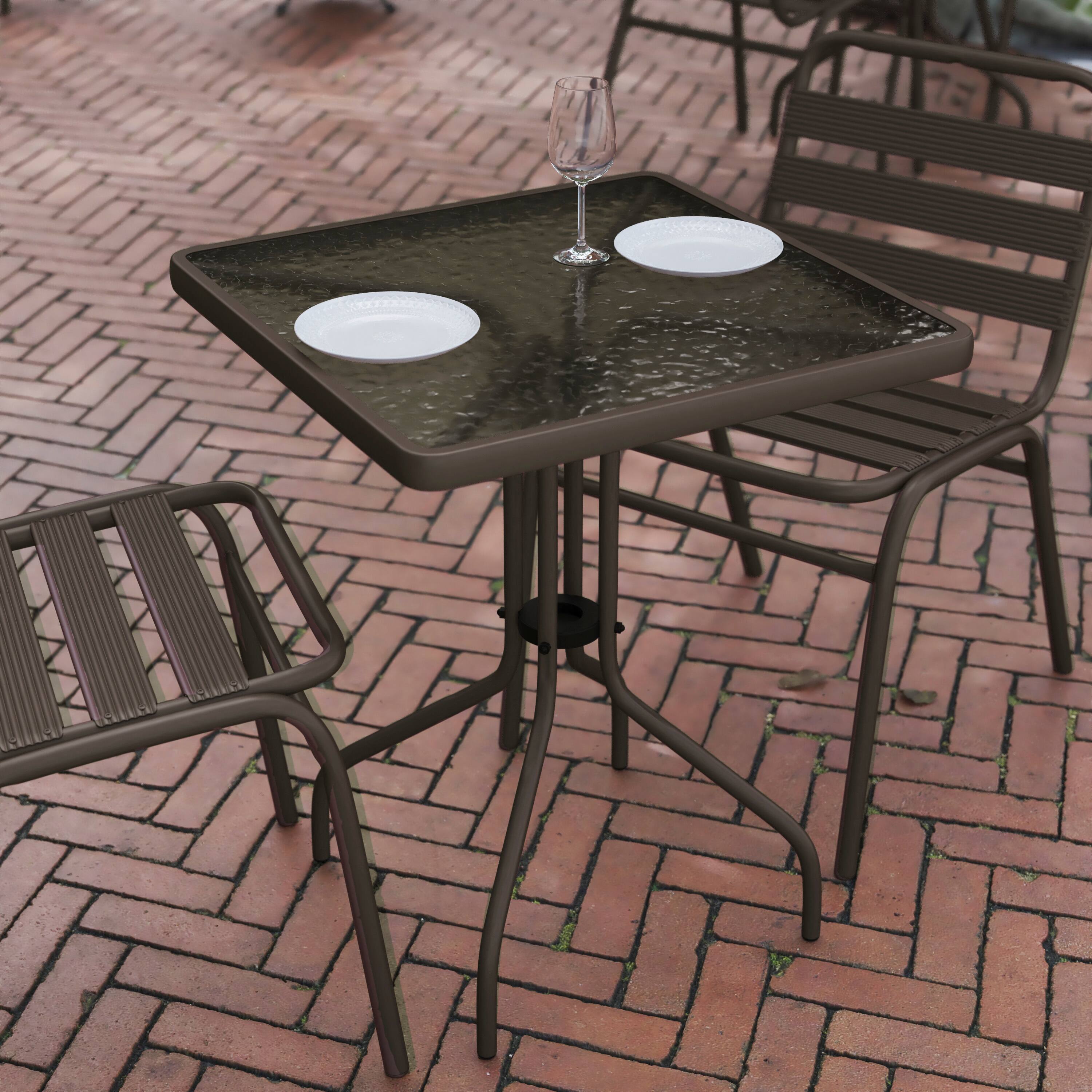 Alt View 2. Flash Furniture - Barker 23.5'' Bronze Square Tempered Glass Metal Table - Brown.