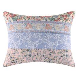 Greenland Home Fashions - Cotton Face Microfiber Back Kressida Pillow Sham Standard 20x26 - Blue