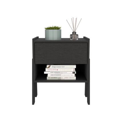 Front. Treevol Furniture - Nightstand Ferku, Bedroom, Black - Black.