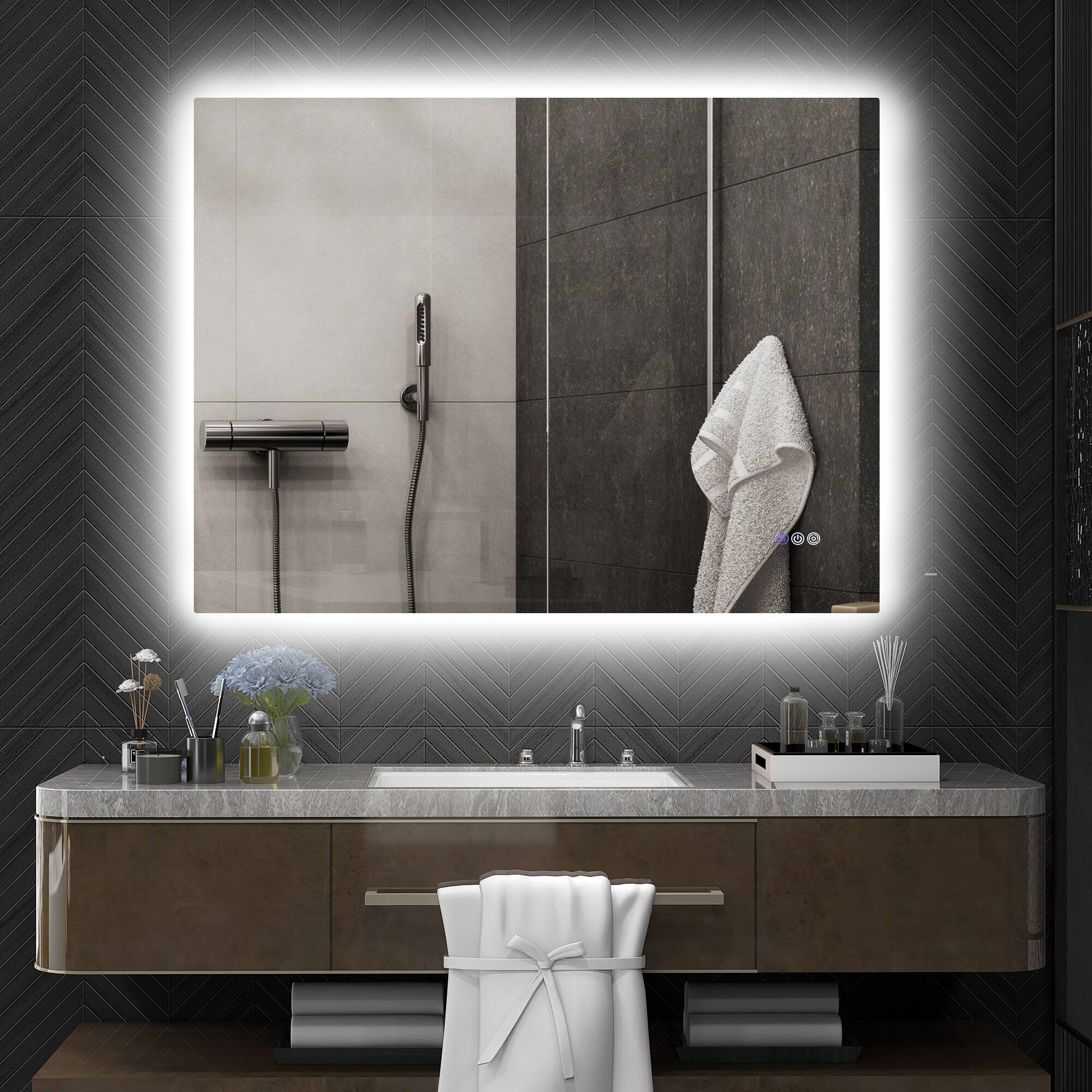 Alt View 1. Homcom - 47"x35" LED Bathroom Mirror w/ Backlit, Anti-Fog, Memory, Color Temp, Dimmable, Wall Mount - Clear.