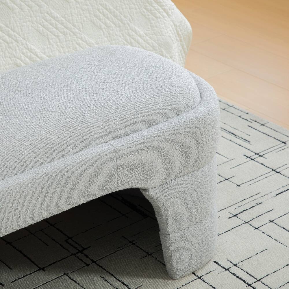 Alt View 2. Ropilly - Ropilly 65 Inch Modern Boucle Bedroom Bench Tufted Entryway Ottoman Foot Stool Light Gray - Light Gray.
