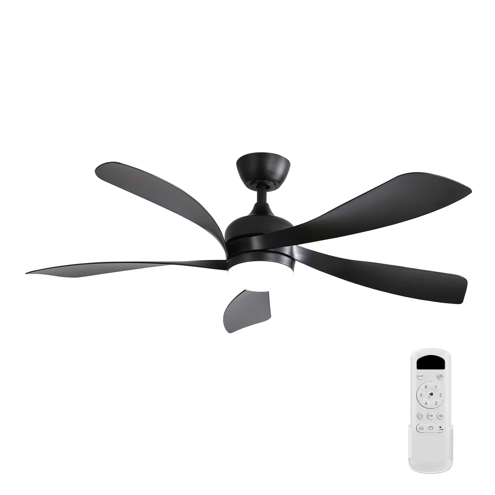 GOODSILO - 52 Inch Modern LED Ceiling Fan with Dimmable Light, Remote Control, and Reversible DC Motor for Indoor Rooms - Black