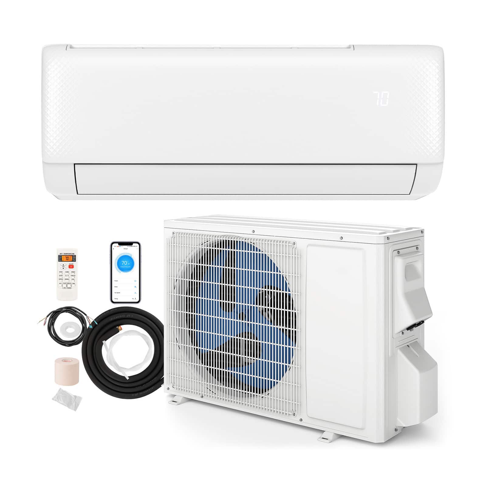 SKONYON - 9100 BTU Split Air Conditioner and Heater System WiFi Enabled with Remote Control - White