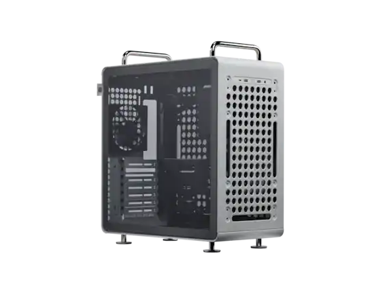 Front. Cooler Master - Cooler Master QUBE 540 ATX Mid-Tower Case, 415mm GPU Clearance, Tempered Glass, Modular Design - Moonstone - Moonstone.