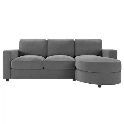 Front. Boyel Living - Modern 84.6 inch Sectional L-shaped Sofa Couch with Curved Chaise Lounge USB Ports and Side Storage Pockets in Gray - Gray.