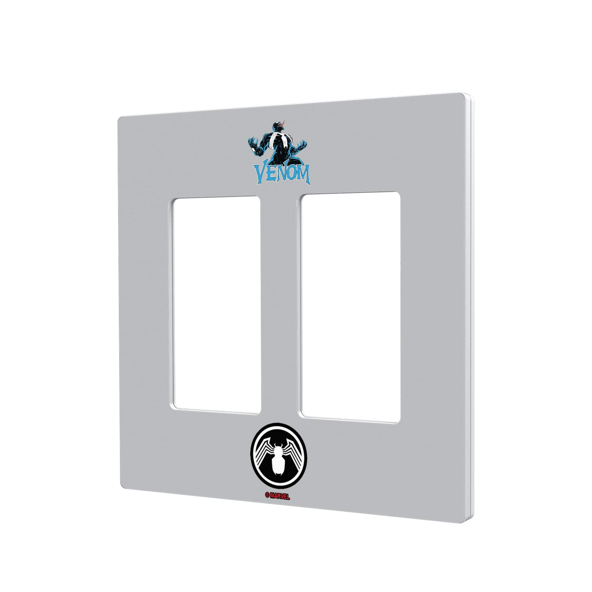 Keyscaper - Marvel Badge Hidden-Screw Light Switch Plate - Double Rocker - Venom