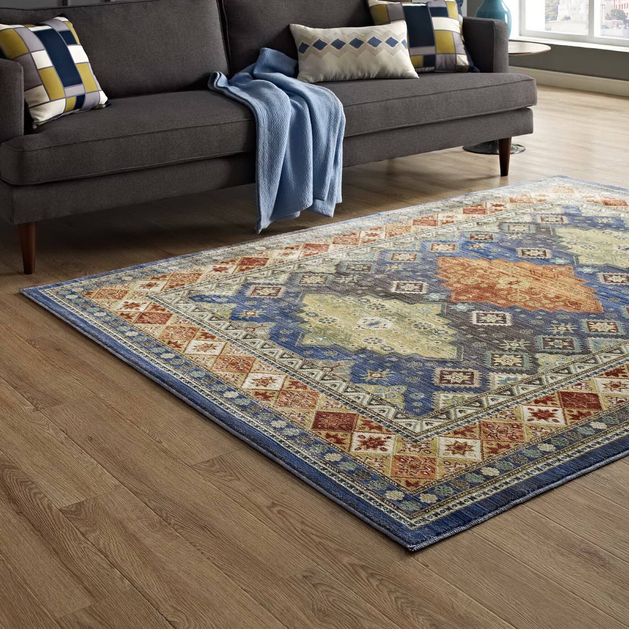 Back. Modway - Atzi Distressed Southwestern Diamond Floral Area Rug - Multicolored.