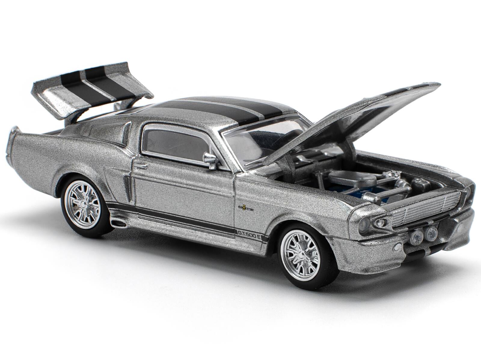 Back. Pop Race - Shelby Mustang GT500 Gray Metallic with Black Stripes 1/64 Diecast Model Car by Pop Race - Gray Metallic with Black.