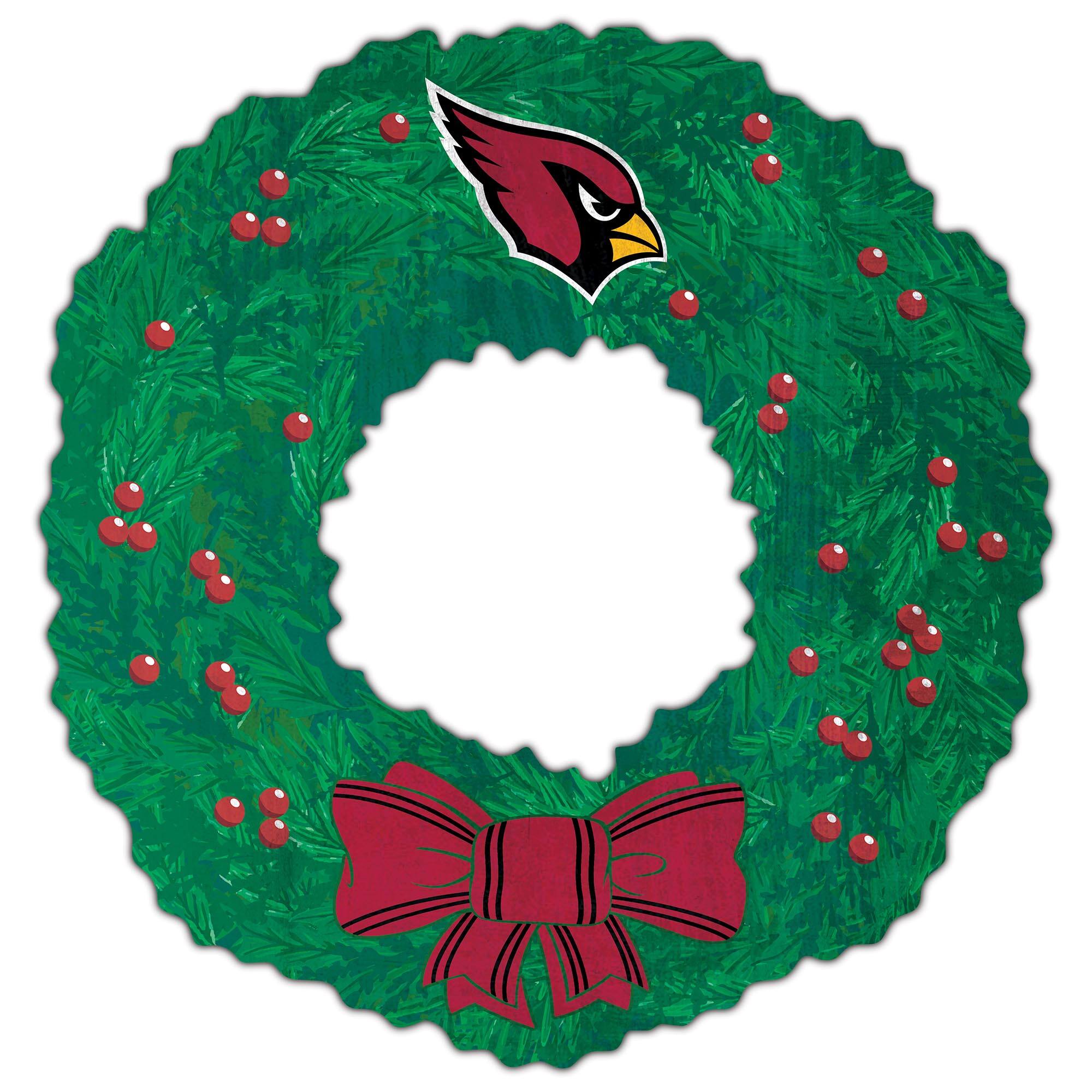 Front. Fan Creations - Arizona Cardinals 16'' Team Wreath Sign - Green.