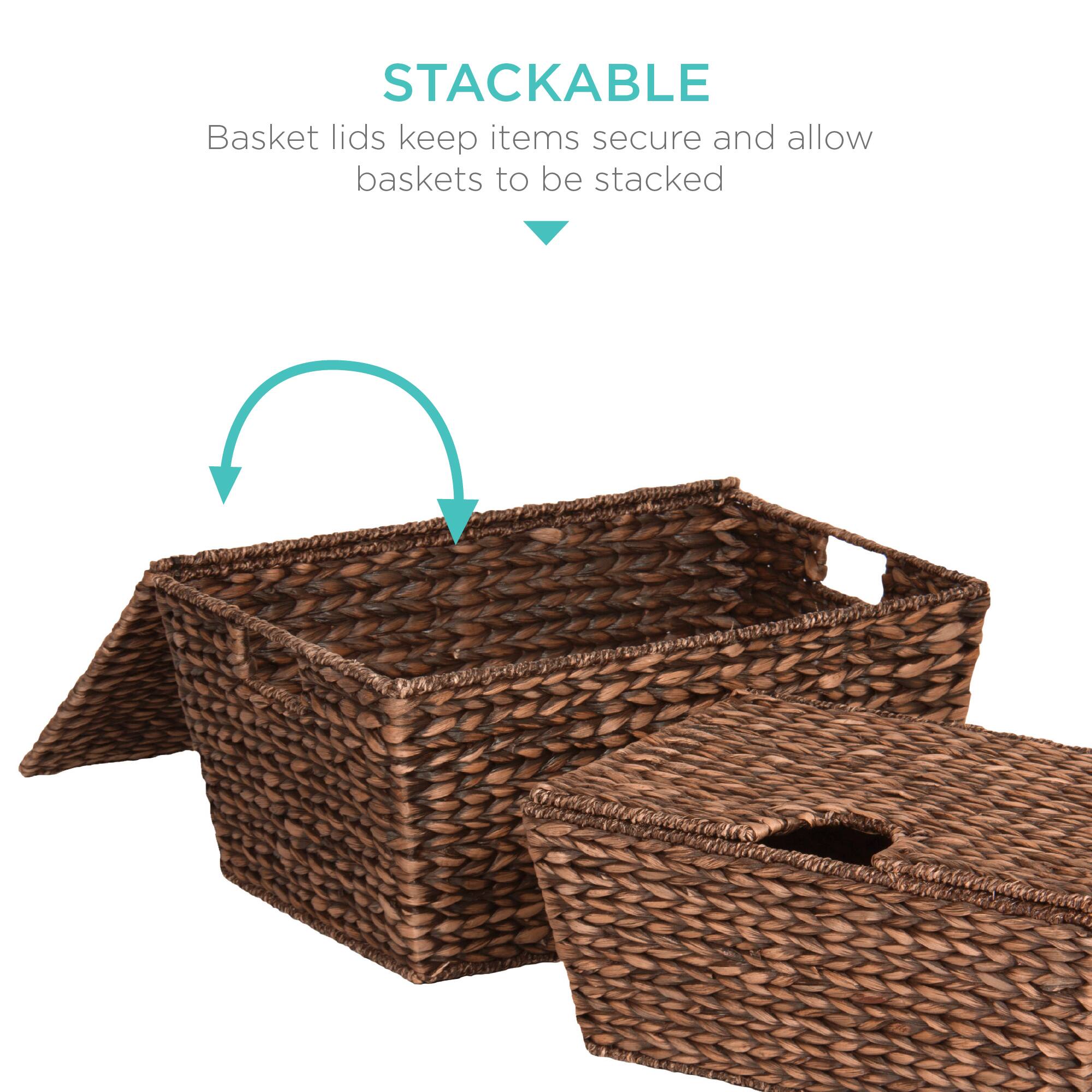 STACKABLE  
Basket lids keep items secure and allow baskets to be stacked