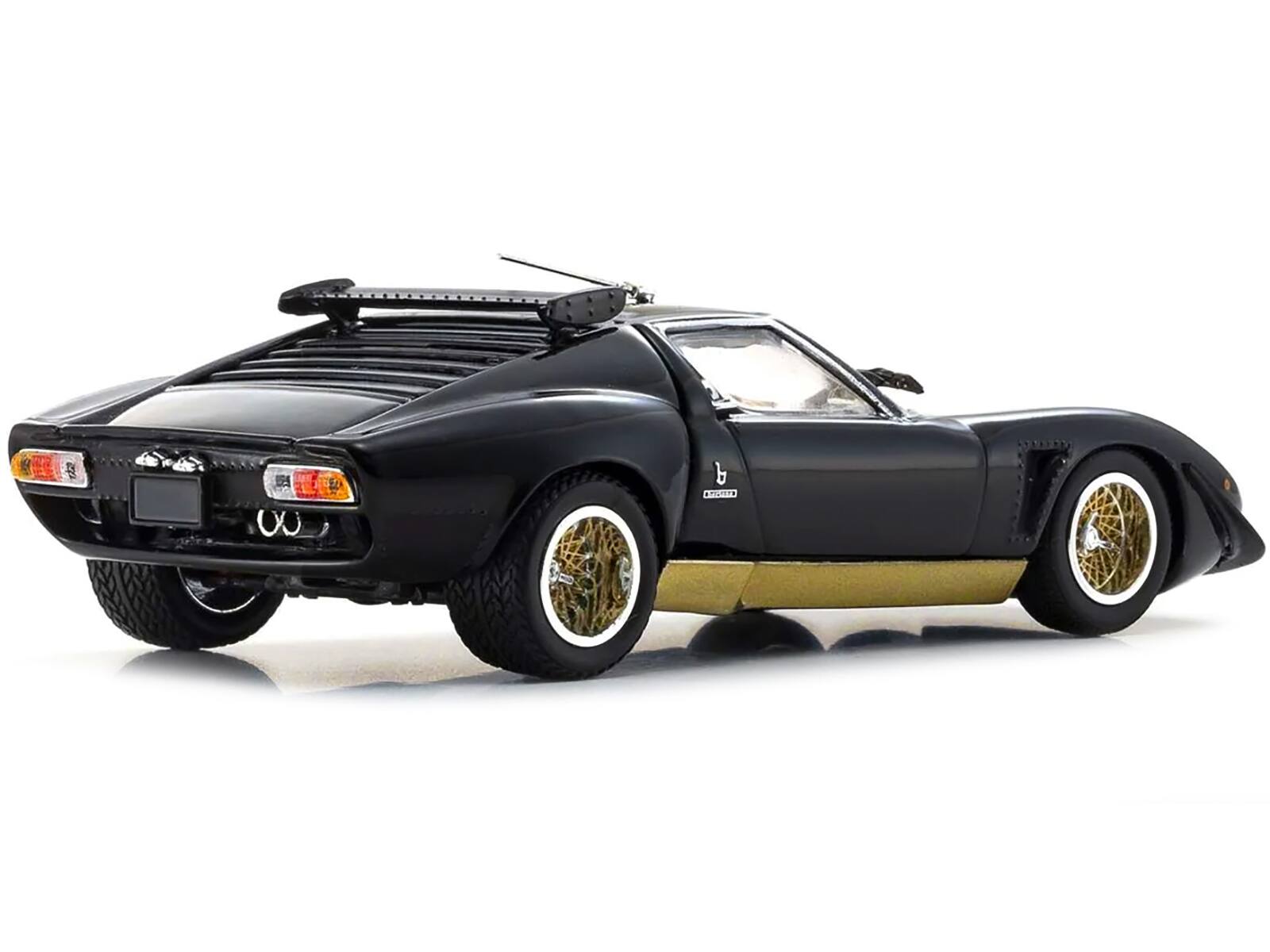 Alt View 1. Kyosho - Lamborghini Miura SVR Black with Gold Accents and Wheels 1/43 Diecast Model Car by Kyosho - Black with Gold.