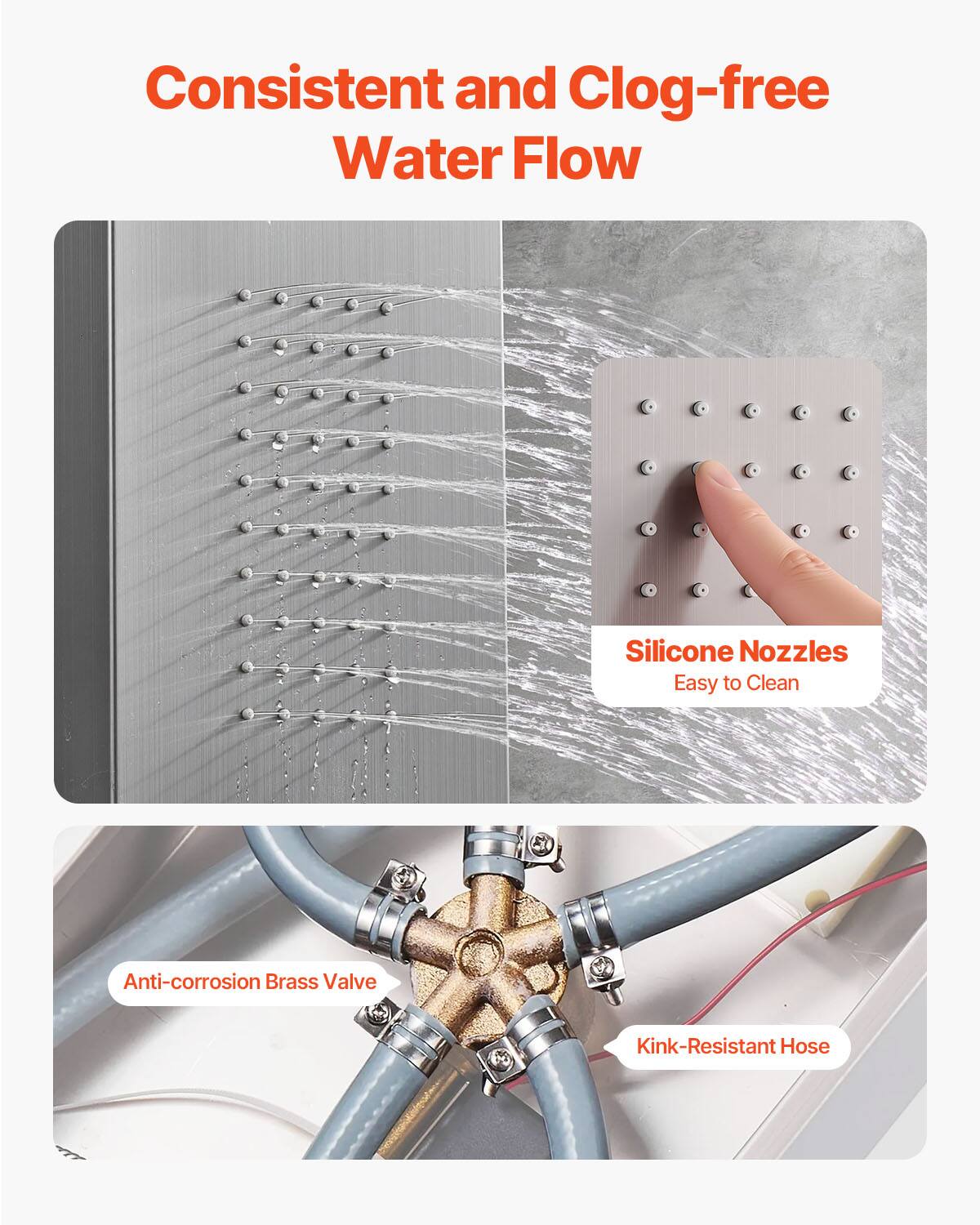 Consistent and Clog-free Water Flow

Silicone Nozzles
Easy to Clean

Anti-corrosion Brass Valve

Kink-Resistant Hose