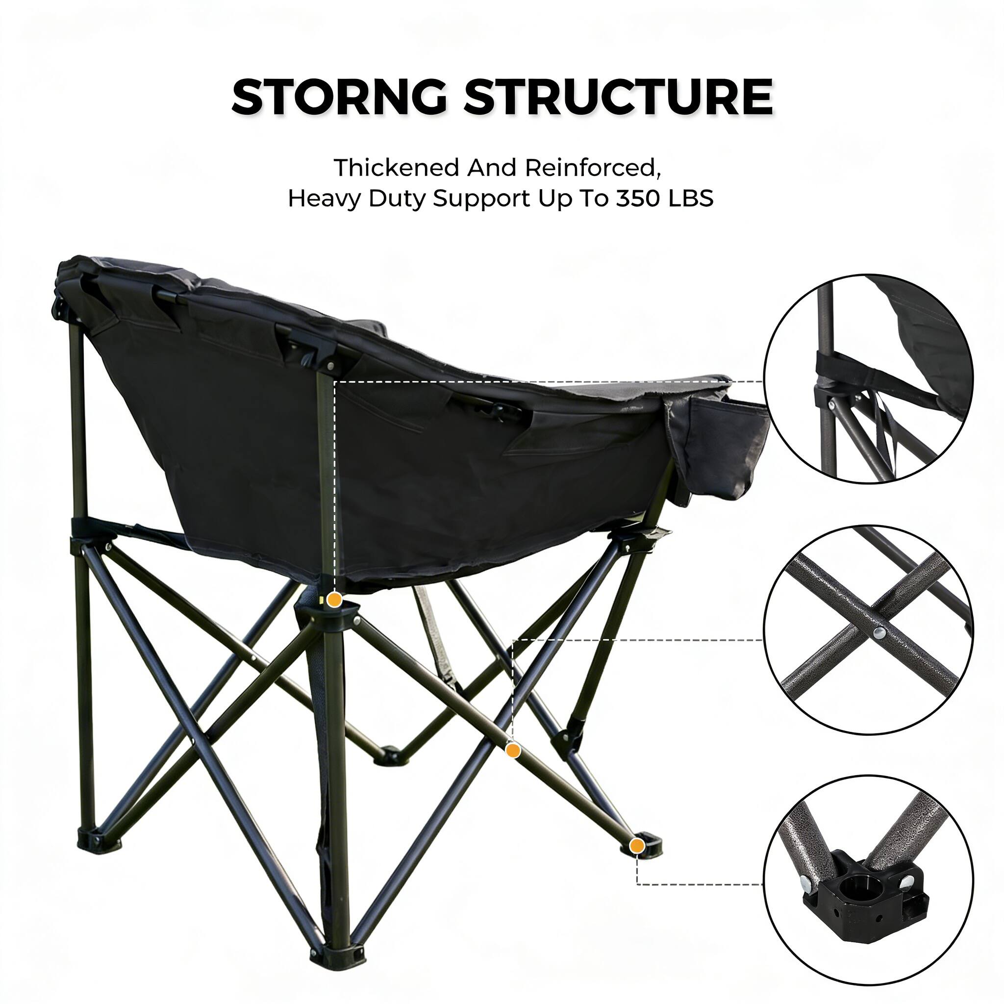 STORNG STRUCTURE  
Thickened And Reinforced,  
Heavy Duty Support Up To 350 LBS