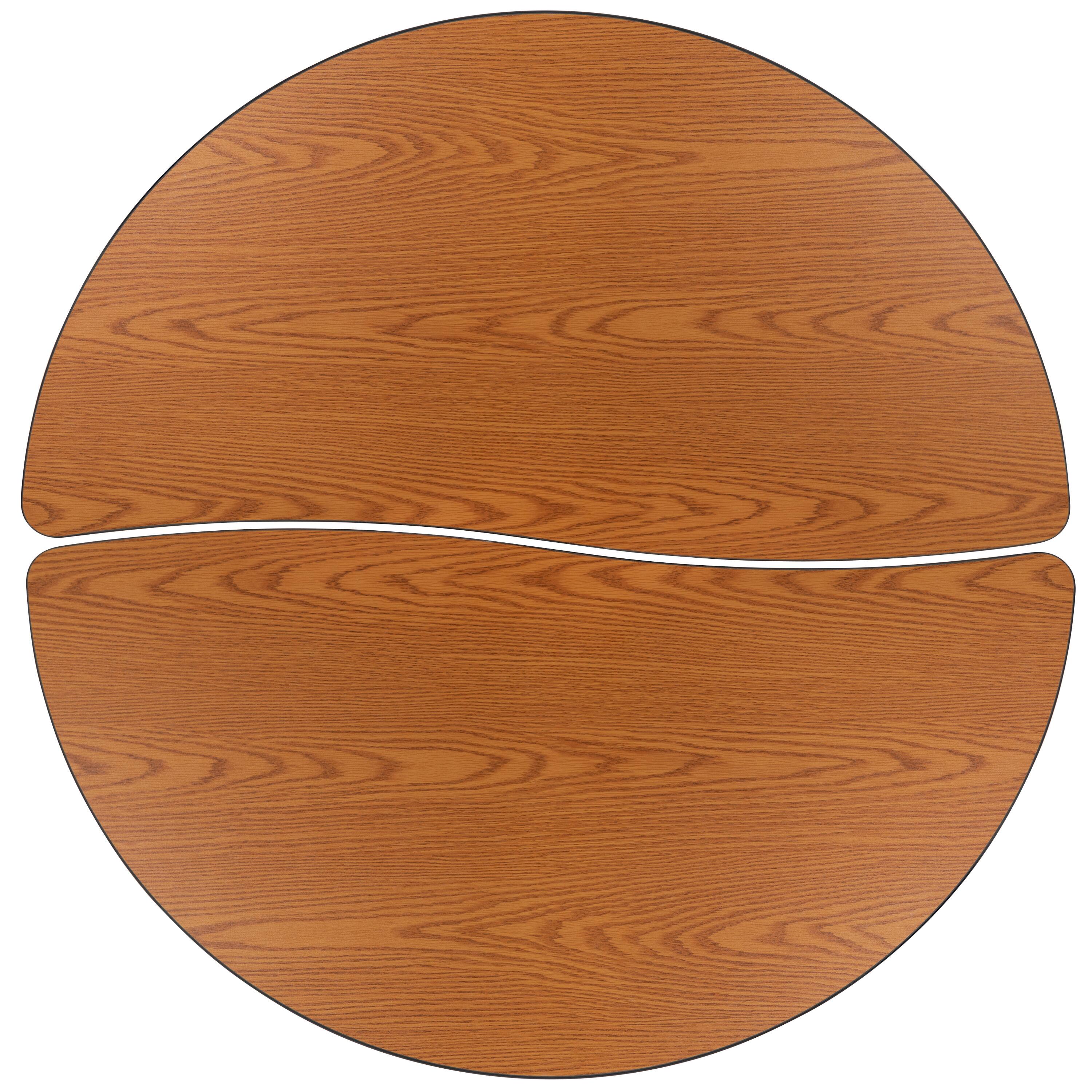 Alt View 5. Emma + Oliver - 2 Piece Mobile 47.5" Circle Collaborative Grey Adjustable Activity Table Set - Oak.