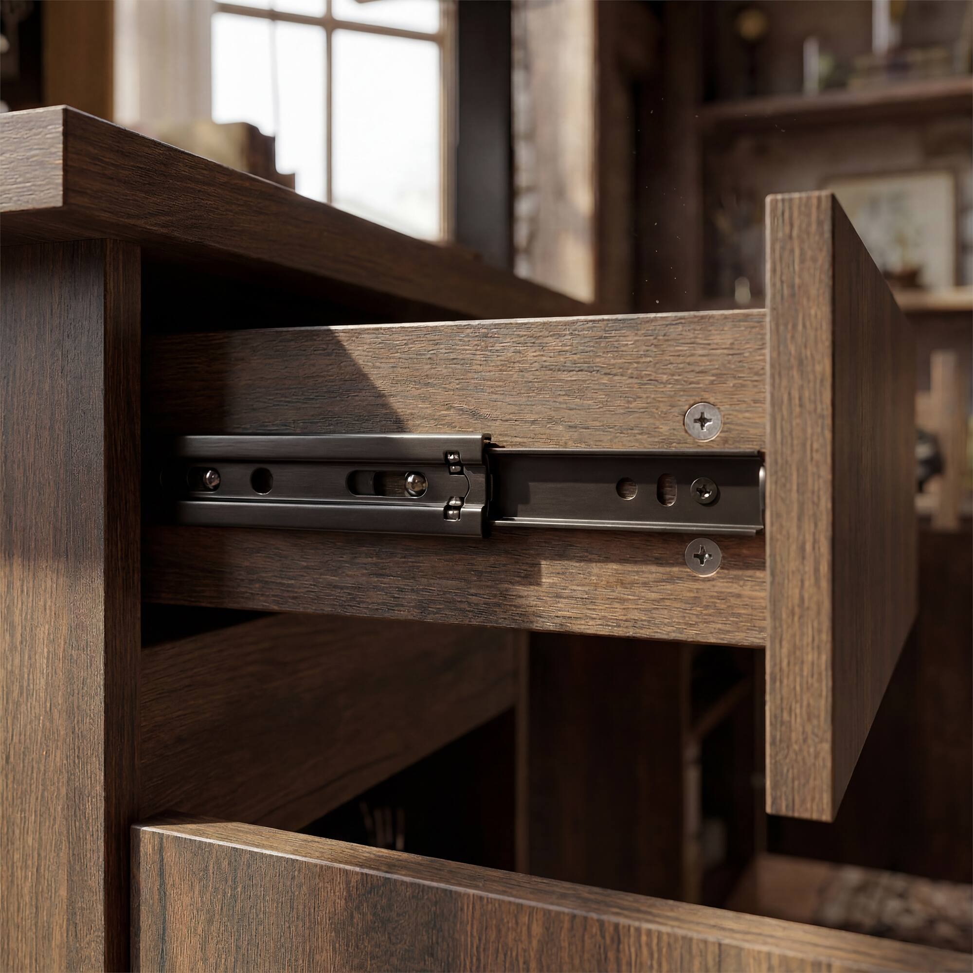 Alt View 4. Famapy - Electric Height Adjustable Standing Desk with Storage Drawers & LED Light,Workstation with Pegboard Memory Presets - Dark Brown.