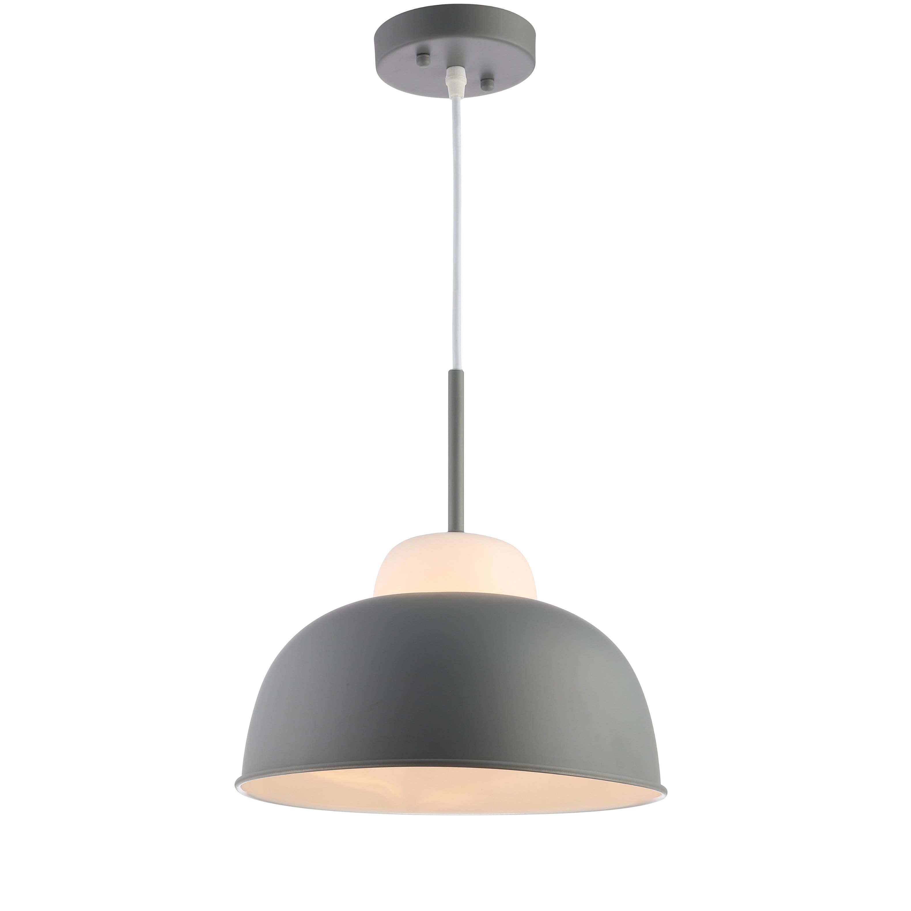 "Jonathan Y - Simon 12"" Adjustable Metal/Glass LED Pendant, Gray - Gray/White" price history on PriceWatchPro