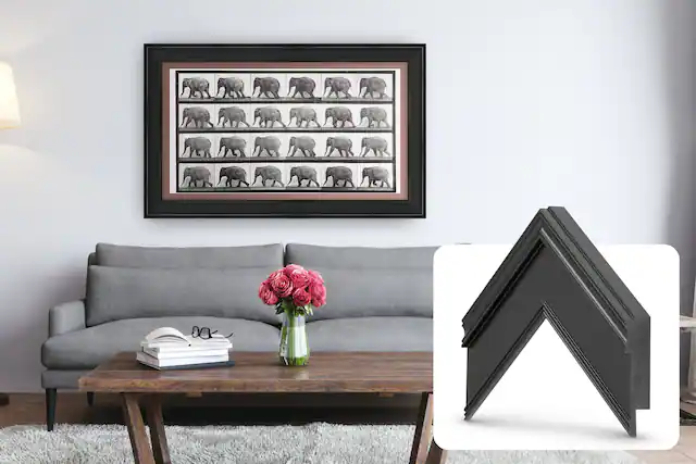 Front. Deco TV Frames - Premiere Bezel for Samsung the Frame TV - 65" - Black.