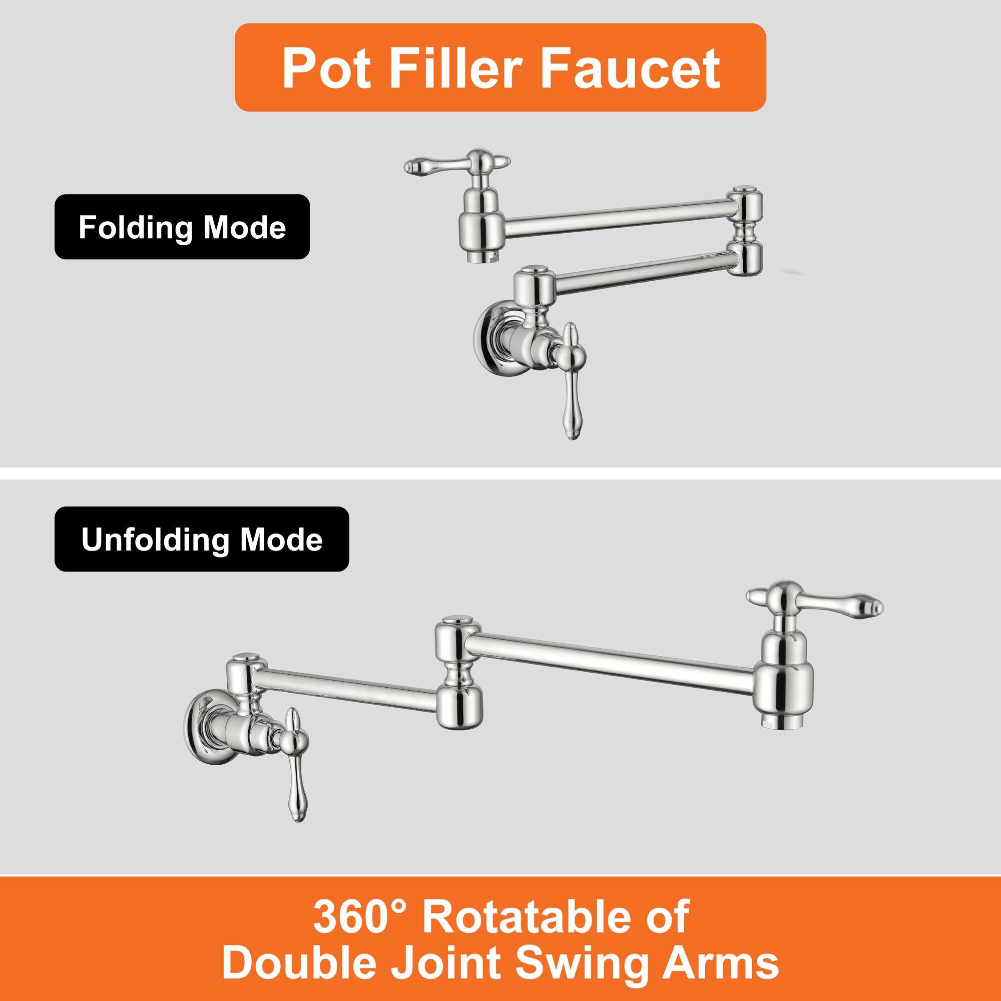 Pot Filler Faucet

Folding Mode

Unfolding Mode

360° Rotatable of Double Joint Swing Arms