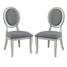Manhattan Lane - Fabric Upholstery Side Chair, Pack Of Two - White And Gray