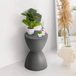 Oumilen - Modern Hourglass Accent Stool - Multifunctional Side Table for Living Room, Bedroom, and Entryway - Gray