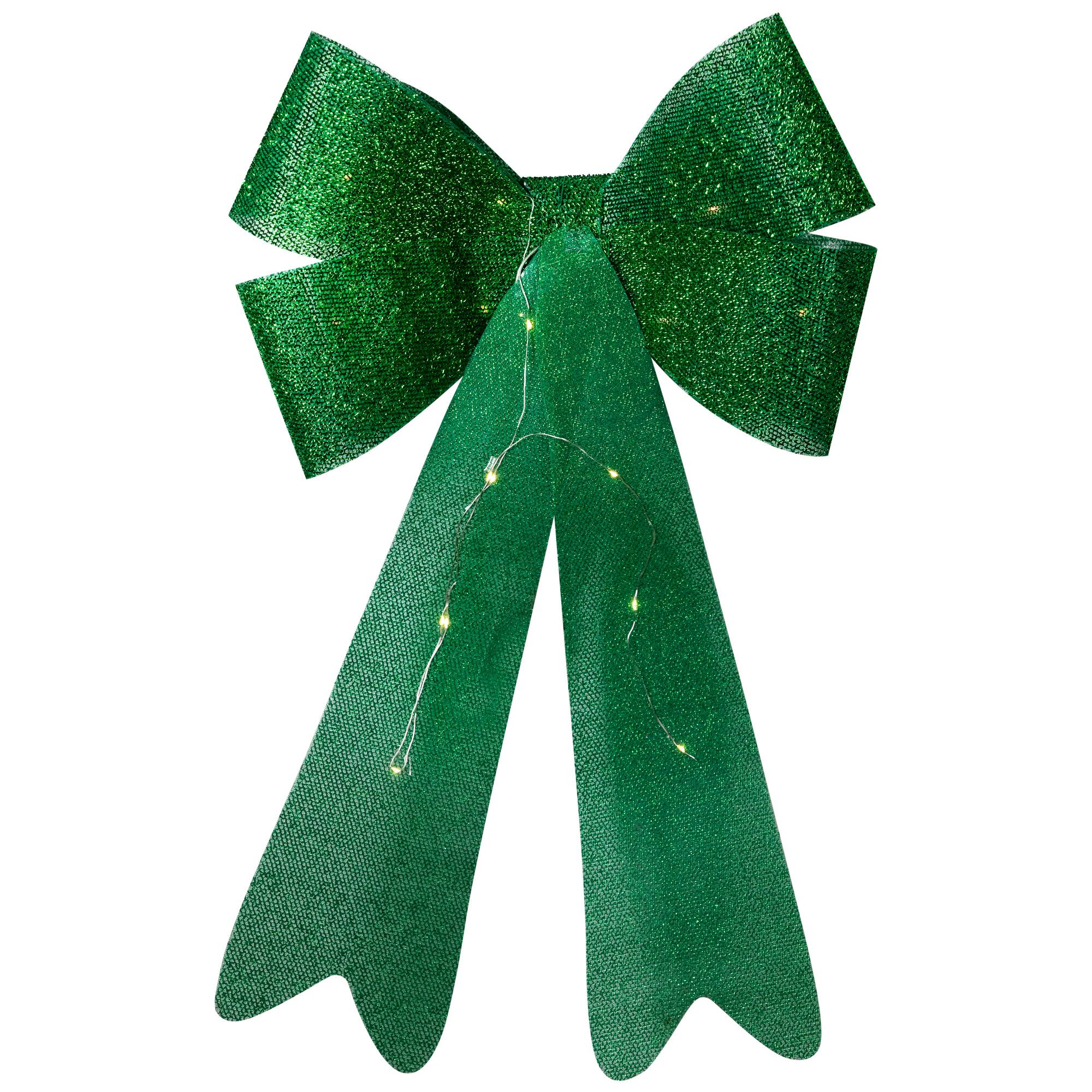 Alt View 9. Northlight - LED Lighted Tinsel Bow Christmas Decoration - 24" - Green - Green.