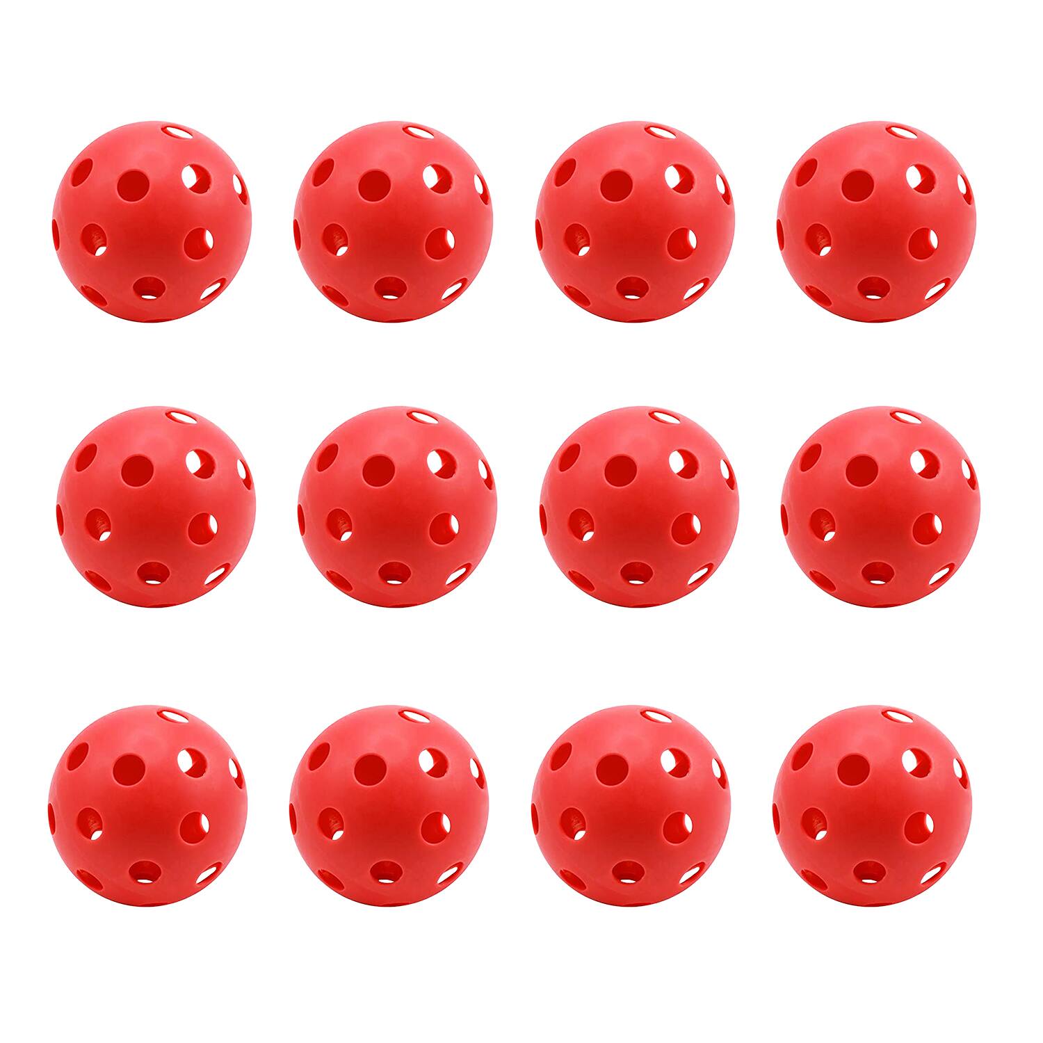 GSE Games & Sports Expert - 12-Pack Plastic Practice Golf Balls of Airflow Hollow,Training Golf Balls for Swing Practice(Red) - REN