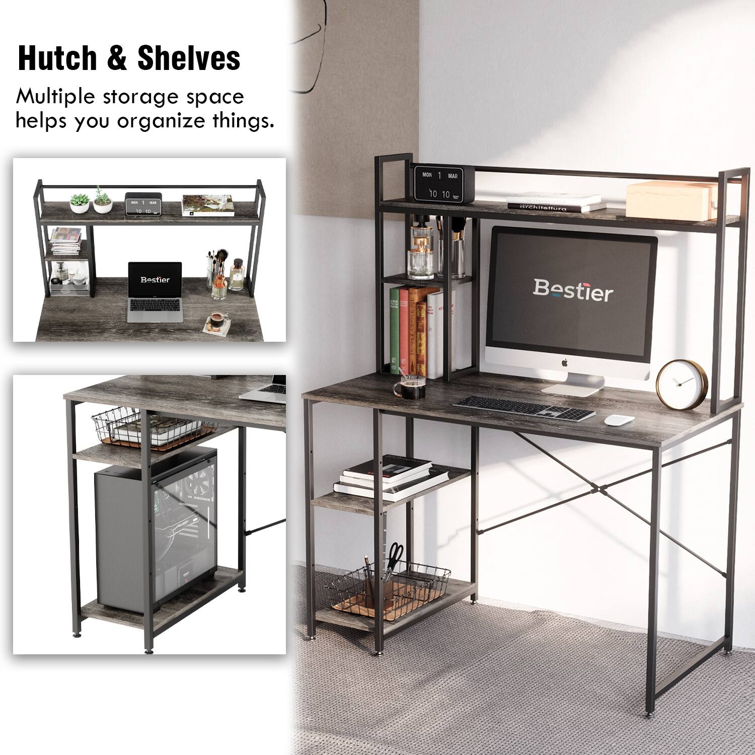 Hutch & Shelves
Multiple storage space helps you organize things.
- 1 da - 1o 10 -
HEU Restier Bestier