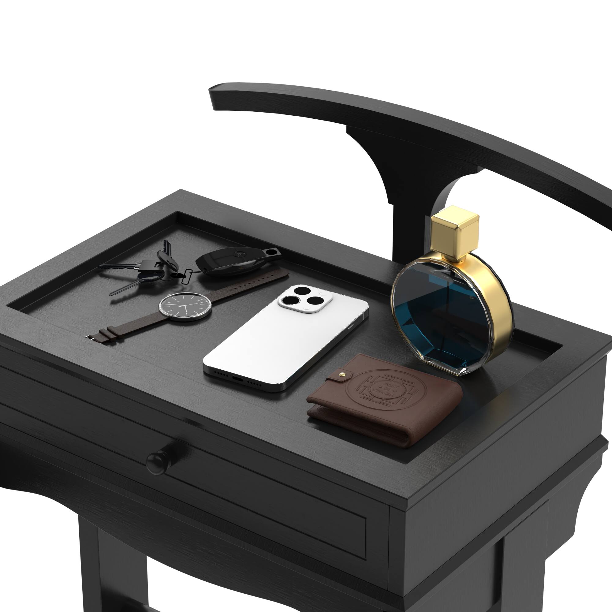 Alt View 2. GOODSILO - Heavy Duty Wooden Garment Rack with Storage Shelves and Accessory Tray for Organized Entryway - Black.