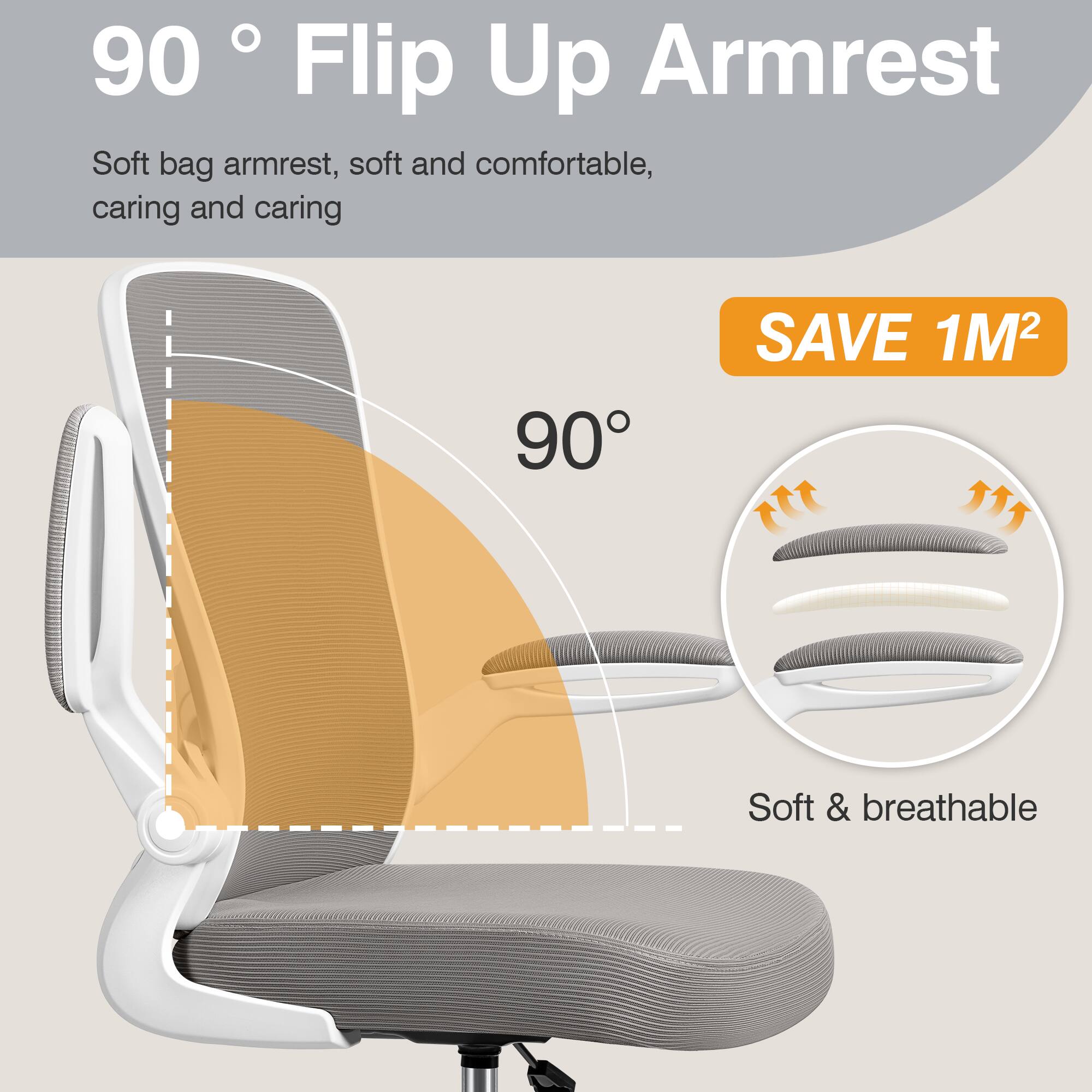 90° Flip Up Armrest, Soft bag armrest, soft and comfortable, caring and caring, 90°, SAVE 1M², Soft & breathable