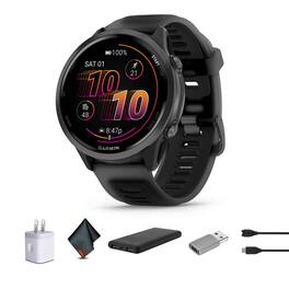 Garmin - Forerunner 570 Running Smartwatch, 47MM, Slate Gray Aluminum with Translucent Black/Black Band Bundle - Slate Gray Aluminium - (2025)
